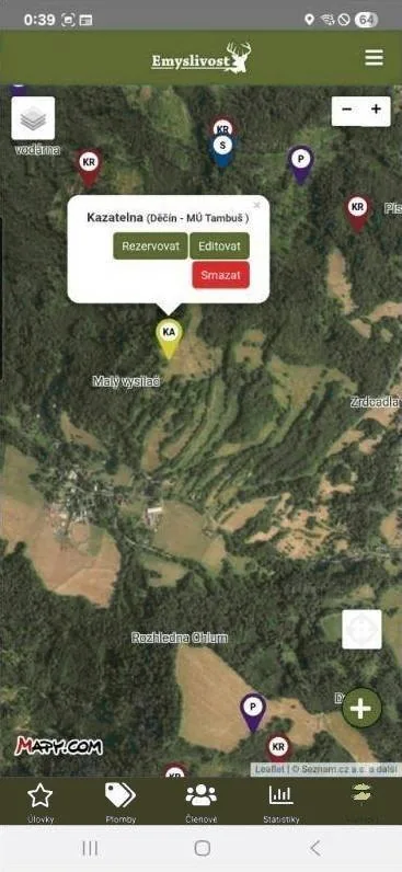 Okno kazatelny s tlačítkem Rezervovat