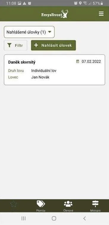 Nahlášené úlovky