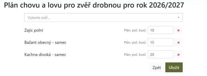 Plán chovu a lovu drobné zvěře – Mysl 2