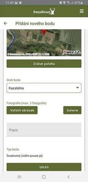 Přidání soukromého bodu