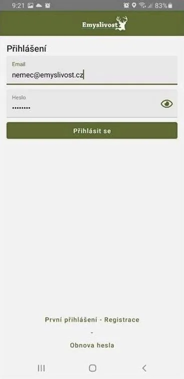 Přihlášení v mobilní aplikaci