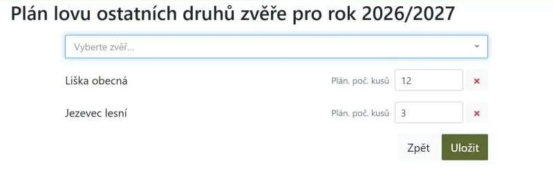 Plán lovu ostatních druhů zvěře – Mysl 3