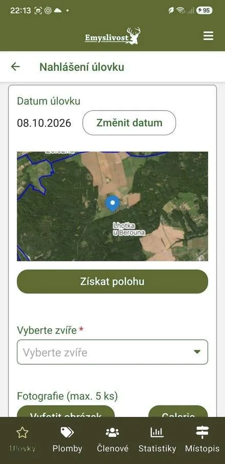 Lovec nahlásí úlovek z honitby