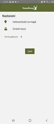 Nastavení – velikost bodů a změna hesla