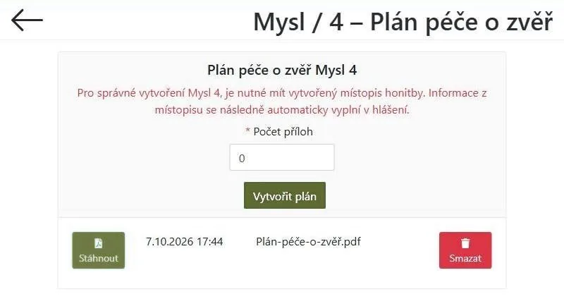 Vytvořený plán péče o zvěř ke stažení