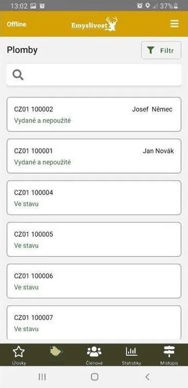 Off-line režim – plomby